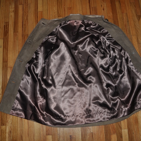 MID CENTURY Fur Collar Leather Car Coat Jacket M/L - Picture 5 of 7